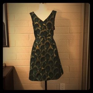 Gorgeous JCrew dark green metallic v-neck dress